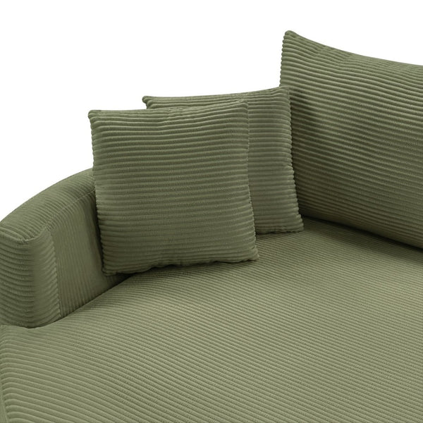 English Elm Oversized Double Chaise Lounge Sofa Bed With Usb Ports, Plush Comfort & Removable Pillows In Green N719S002160F-GIGA