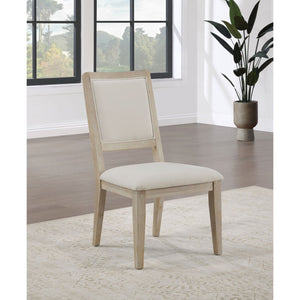 English Elm Verdugo White Washed Cushioned Dining Chair Set of 2 — Rustic Farmhouse Beige Upholstered Comfort, Solid Wood Durable Elegance B062P299978