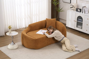 English Elm Ly-048 Sculpted Chenille Chaise Lounge Convertible Sleeper Sofa for Modern Living Spaces Orange W2231P401727