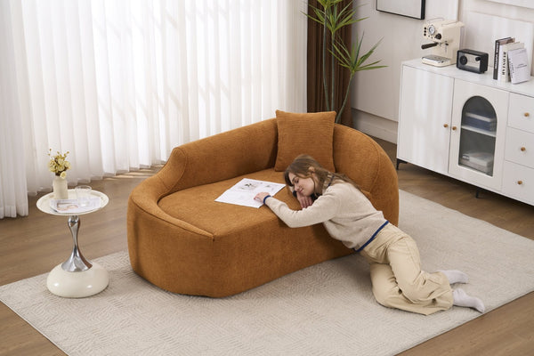 English Elm Ly-048 Sculpted Chenille Chaise Lounge Convertible Sleeper Sofa for Modern Living Spaces Orange W2231P401727