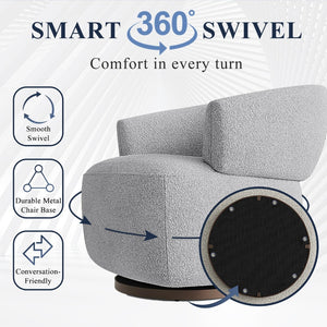 English Elm Wivel Oversized Swivel Barrel Accent Chair with 360 Degree Base for Living Room Gray B082P232938