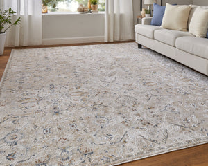Feizy Rugs Pasha Global Charm Rug – Vibrant Machine-made Polyester, Pet-friendly, Low Pile For Any Space Taupe,Ivory,Blue Polyester Pas39m6fbgebluf05