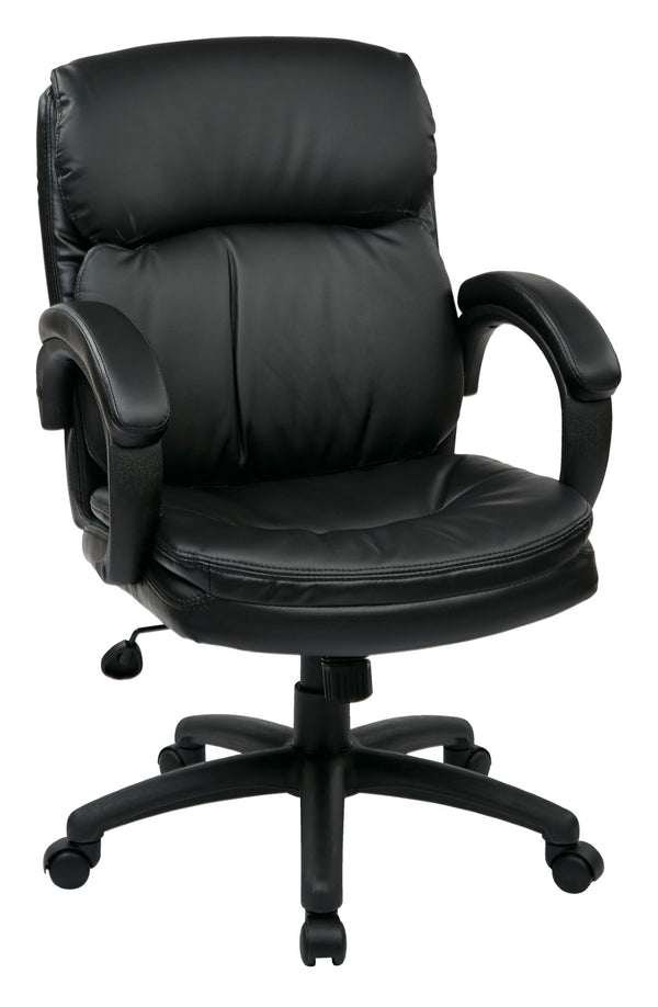 OSP Home Furnishings High Back Executive Office Chair Bonded Leather Ergonomic Swivel Seat with Lumbar Support Mid EC9231-EC3