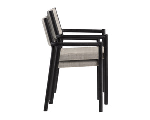 Sunpan Kavala Stackable Dining Armchair Set - Stylish Wood Frame, Comfortable Seating for Modern Homes Charcoal