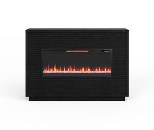 English Elm 62 Inch Fireplace Mantel with 42" Electric Insert, Poplar & Okume Veneer, Remote, Heats 400 Sq Ft Black B108P255366