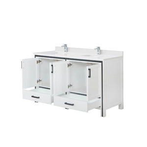 English Elm White Double Bath Vanity With Cultured Marble Top, Chrome Faucet & Ample Storage For Your Bathroom B2731P260619-GIGA