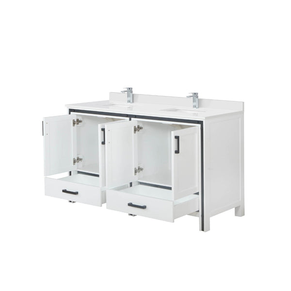English Elm White Double Bath Vanity With Cultured Marble Top, Chrome Faucet & Ample Storage For Your Bathroom B2731P260619-GIGA