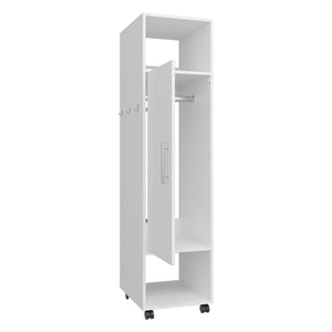 English Elm Wardrobe Boston White Engineered Wood with Mirror, Spacious Shelves & Hanging Rod — Stylish Bedroom Storage B092P225203