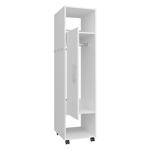 English Elm Wardrobe Boston White Engineered Wood with Mirror, Spacious Shelves & Hanging Rod — Stylish Bedroom Storage B092P225203