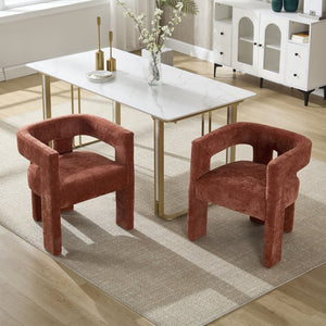 English Elm United We Win Chenille Barrel Accent Armchairs Set of Two for Living Room Dining Orange W1568P389272