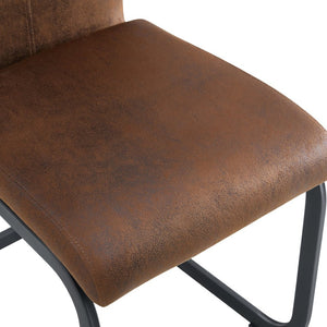 English Elm Set of 2 Vintage Brown Suede Fabric High Back Dining Chairs with Black Metal Frame W1151P324742