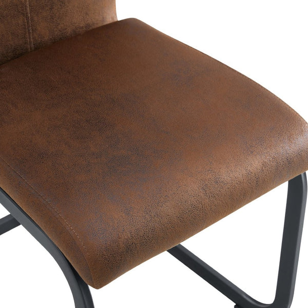 English Elm Set of 2 Vintage Brown Suede Fabric High Back Dining Chairs with Black Metal Frame W1151P324769