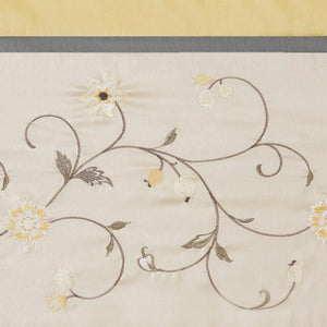 JLA Home Madison Park - Embroidered Window Valance with Floral Stitching, Lined Pleated Design Filters Light for Elegance Yellow MP41-5479