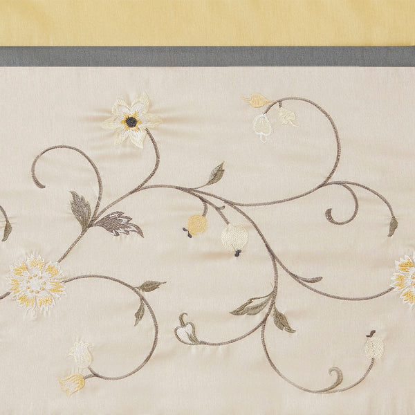 JLA Home Madison Park - Embroidered Window Valance with Floral Stitching, Lined Pleated Design Filters Light for Elegance Yellow MP41-5479