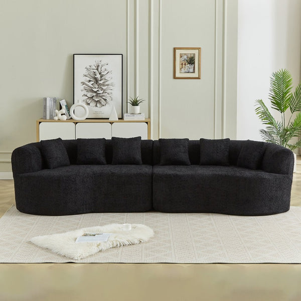 English Elm Curved Chenille Sectional Sofa Oversized Four Seat Cloud Foam Living Room Lounge W3505P355584