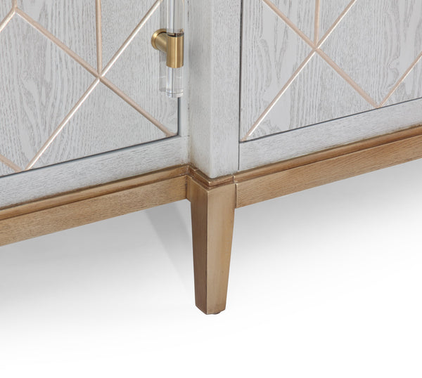 Basset Mirror Perrine Server: Elegant Breakfront Design With Geometric Carvings, Graphite Gray Finish & Brass Accents Gray Ash Veneer,Asian Hardwoods 2430-dr-576