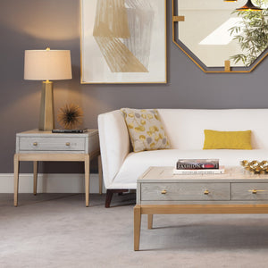 Basset Mirror Perrine Stylish Chairside Table With Antique Gold Inlay And Modern Graphite Top For Chic Homes Gray Hardwood Solids,Acrylic 2430-lr-200