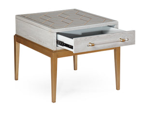 Basset Mirror Perrine Stylish Chairside Table With Antique Gold Inlay And Modern Graphite Top For Chic Homes Gray Hardwood Solids,Acrylic 2430-lr-200