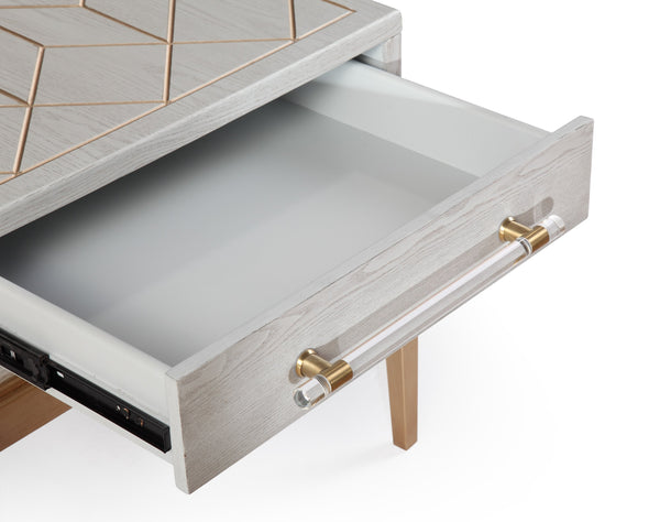 Basset Mirror Perrine Stylish Chairside Table With Antique Gold Inlay And Modern Graphite Top For Chic Homes Gray Hardwood Solids,Acrylic 2430-lr-200