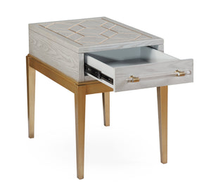 Basset Mirror Perrine Stylish Chairside Table With Antique Gold Inlay And Modern Graphite Top For Chic Homes Gray Hardwood Solids,Acrylic 2430-lr-203