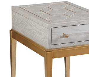 Basset Mirror Perrine Stylish Chairside Table With Antique Gold Inlay And Modern Graphite Top For Chic Homes Gray Hardwood Solids,Acrylic 2430-lr-203