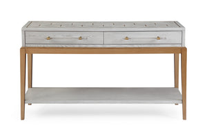 Basset Mirror Perrine Wood Console Table With Antique Gold Inlay, Two Drawers & Stylish Storage Solution Gray Hardwood Solids,Acrylic 2430-lr-472