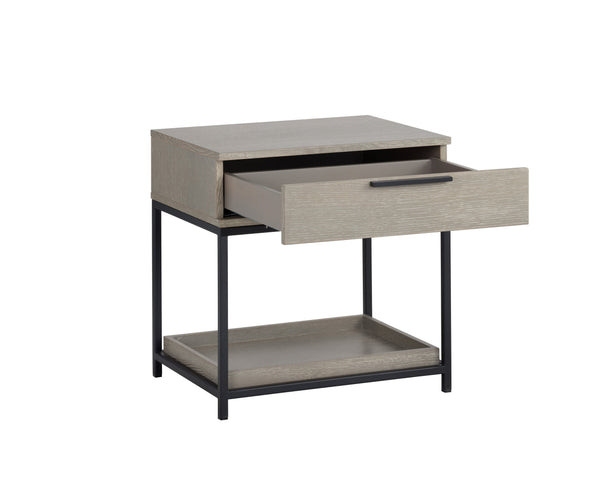 Sunpan Rebel Nightstand - Modern Oak Wood Design with Soft Closing Drawer and Elegant Gold Hardware Accents Small - 23.5W x 17.75D x 23.5H