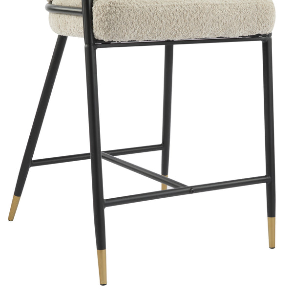 English Elm Christopher Knight Home® - 26" Upholstered Counter Stool Set of 2 with Bouclé Fabric and Iron Frame, Contemporary Comfort and Style Almond,Black+Gold N771P288863V
