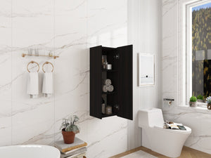 English Elm 12 Inch Narrow Wall Mounted Cabinet Soft Close Door Dark Oak Finish Bathroom Storage W1972P457985