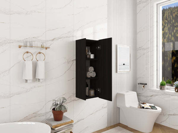 English Elm 12 Inch Narrow Wall Mounted Cabinet Soft Close Door Dark Oak Finish Bathroom Storage W1972P457985