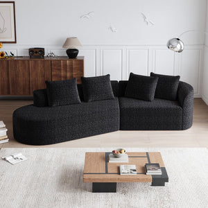 English Elm Modern Oversized Chenille Sectional Sofa - 112-Inch Curved Cloud Couch With 4 Pillows For Cozy Living W834P323319