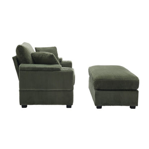 English Elm Corduroy Chaise Lounge Sofa With Movable Ottoman, Cupholders, Storage & Detachable Cushions W2120S00005-GIGA