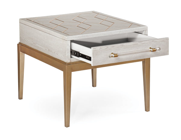 Basset Mirror Perrine Elegant White Accent Table With Satin Brass Details For Stylish Home Decor And Functionality White Hardwood Solids,Acrylic 2431-lr-200