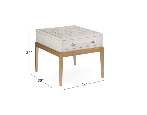 Basset Mirror Perrine Elegant White Accent Table With Satin Brass Details For Stylish Home Decor And Functionality White Hardwood Solids,Acrylic 2431-lr-200