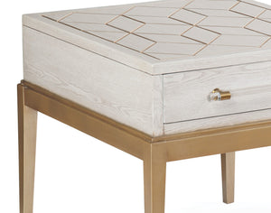 Basset Mirror Perrine Elegant White Accent Table With Satin Brass Details For Stylish Home Decor And Functionality White Hardwood Solids,Acrylic 2431-lr-200