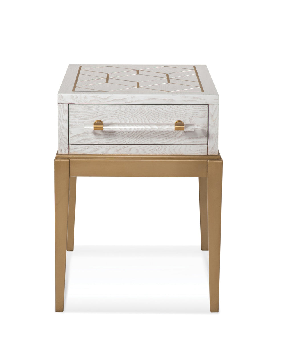Basset Mirror Perrine Elegant White Accent Table With Satin Brass Details For Stylish Home Decor And Functionality White Hardwood Solids,Acrylic 2431-lr-203