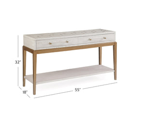 Basset Mirror Perrine White Console Table - Elegant Transitional Design With Satin Brass Accents & Storage Solutions White Hardwood Solids,Acrylic 2431-lr-472