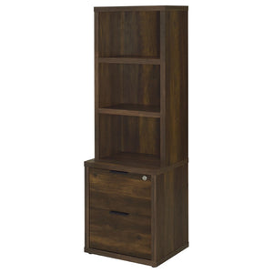 English Elm Geary Full Bedroom Set with Bookcase Headboard Usb Charging Nightstands Matte Finish Dark Brown B062S01696