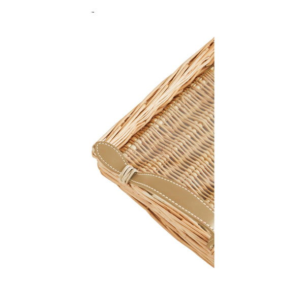 Chelsea House Island Handwoven Tray With Tempered Glass & Mocha Leather Handles — Coastal Decor, Serving & Styling (12"X9") 24337270