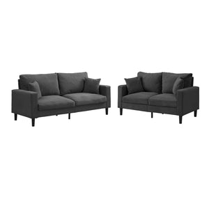 English Elm Two Two Piece Sofa Set with Corduroy Upholstery, Durable Hardwood Frame, Plush Cushions for Cozy Lounging Dark Gray 35.83 L x 31.9 W x 12.6 H W2297S00021