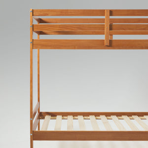 Simple Solid Wood Twin Over Twin Bunk Bed Caramel SOPB3HCAWS Walker Edison