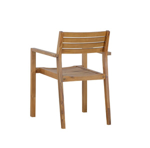 English Elm U_style Solid Acacia Wood Outdoor Dining Set Seats Four with Umbrella Hole Patio Natural WY000477AAO