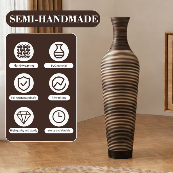 English Elm 39.4" Handcrafted Pvc Floor Vase Textured Brown Gradient Boho Entryway Accent W2796P446192