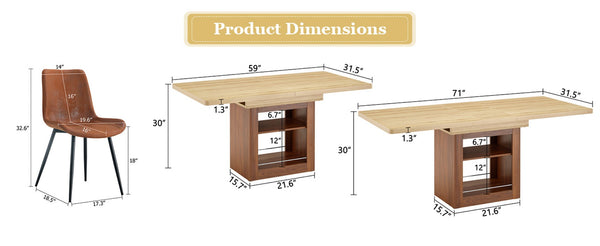 English Elm Scalable Extendable Dining Set Six Ergonomic Tech Fabric Chairs Walnut Wood Base W1151S04688