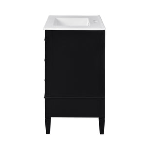 English Elm 30 30 Inch Bathroom Vanity with Ceramic Sink, Modern Compact 3-Drawer Storage Cabinet for Small Baths Black N710P247499B