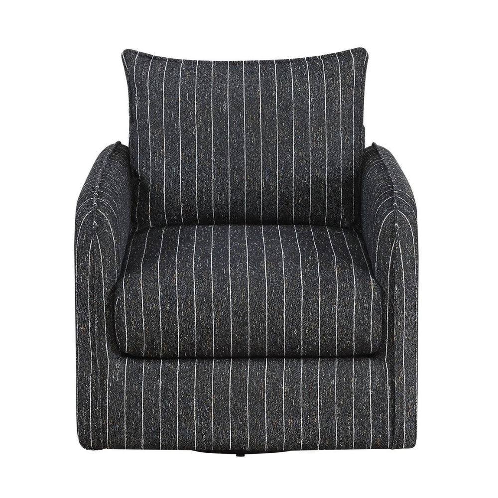 English Elm Contemporary Swivel Accent Chair Striped Plush Upholstery for Modern Living Rooms B011P458632