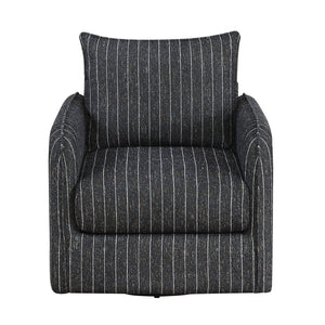 English Elm Contemporary Swivel Accent Chair Striped Plush Upholstery for Modern Living Rooms B011P458632