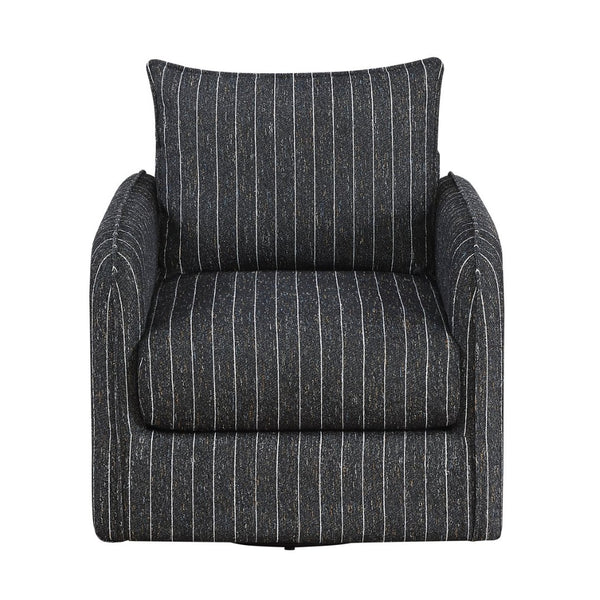 English Elm Contemporary Swivel Accent Chair Striped Plush Upholstery for Modern Living Rooms B011P458632