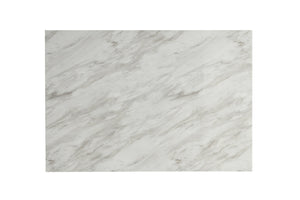 English Elm 1pc Pub‑Height Faux Marble Table 42x60x36" – Modern Black Metal Base, Lower Shelf Storage, Elegant Dining B011P400839