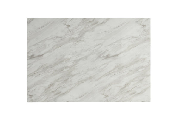 English Elm 1pc Pub‑Height Faux Marble Table 42x60x36" – Modern Black Metal Base, Lower Shelf Storage, Elegant Dining B011P400839